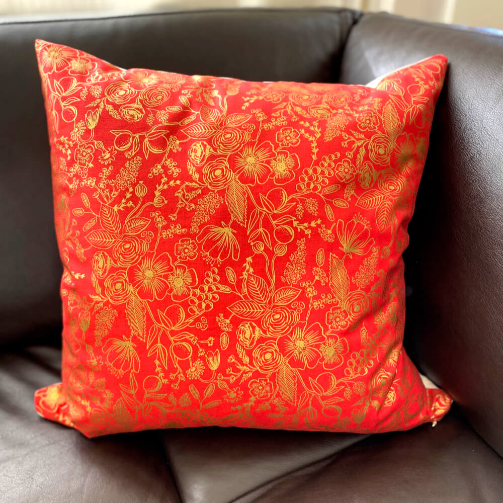 jolly Lundberg Red & Gold Christmas Pillow Cover 20x20”
