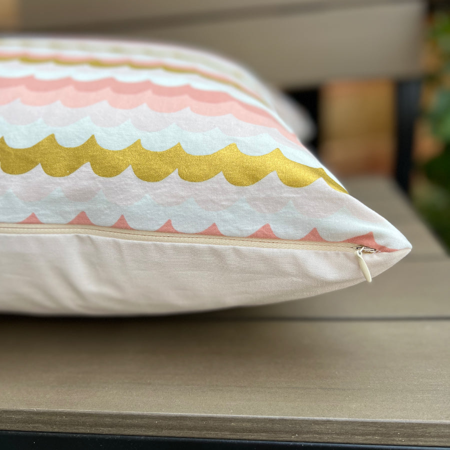 Metallic Amalfi Waves Coral Cushion Cover