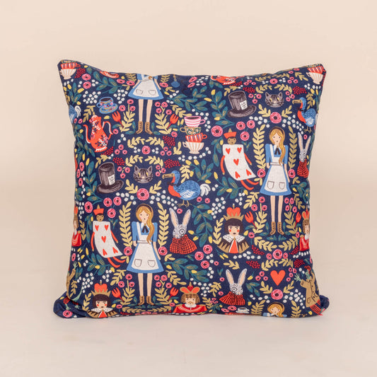 Wonderland Cushion Cover 20x20" Pillow Cover in Navy Blue
