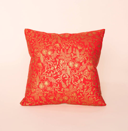 jolly Lundberg Red & Gold Christmas Pillow Cover 20x20”