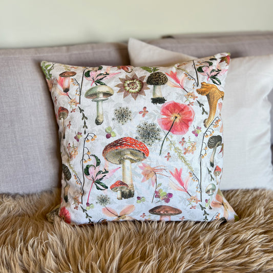 Mushroom Garden Linen 20x20” Cushion Cover